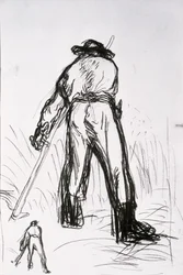 Twee maaiers gezien van achteren